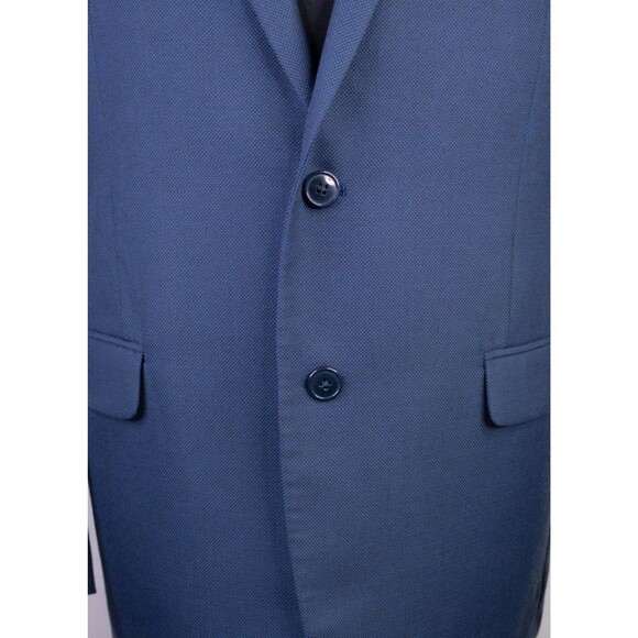 Van Heusen 2Pcs Suit Men's Blue Textured Blazer Jacket Sz 44R Pants 38X29 Poly - Picture 3 of 16